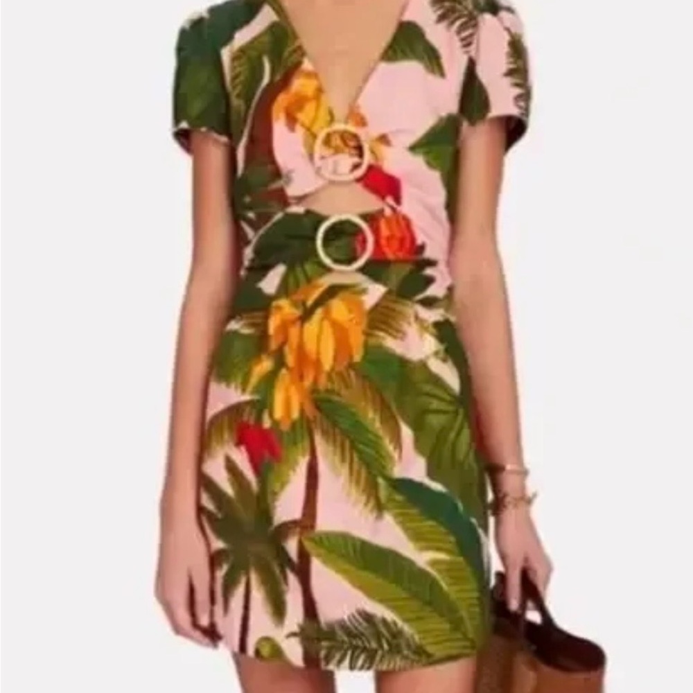 FARM Rio Pink Cocoa Forest Mini Dress in Size XS